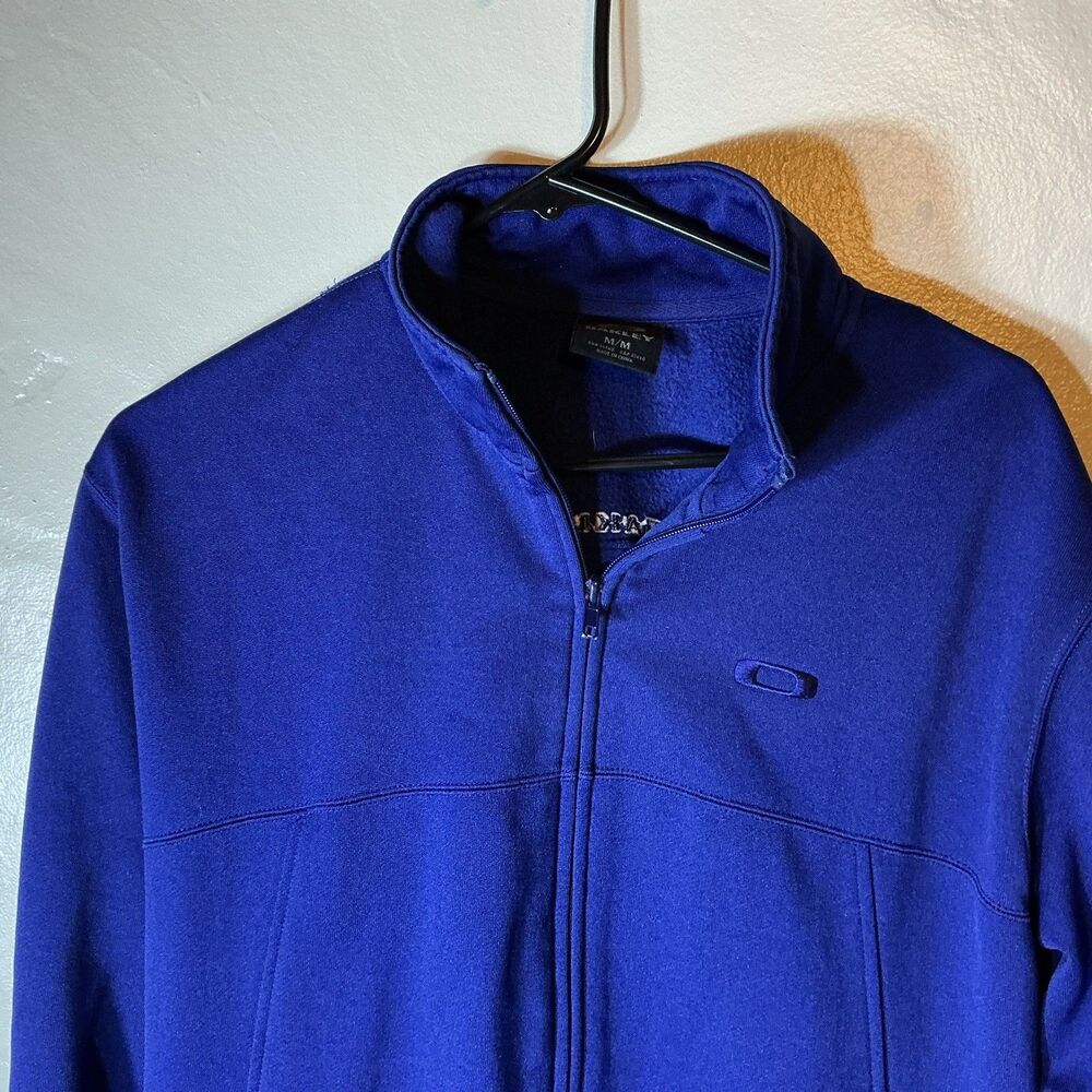 Oakley Medium Zip Navy Track Fleece Jacket Mens M Running Thumb Holes